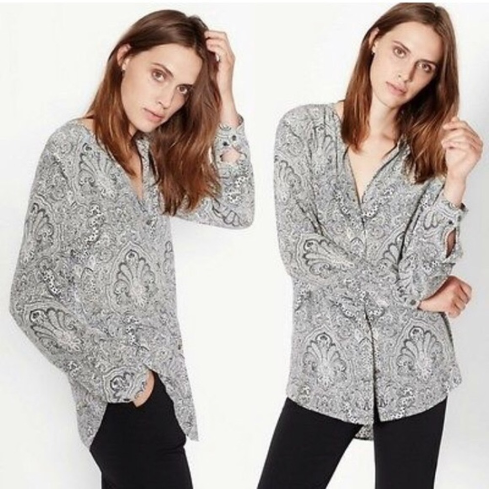 Equipment Gray Paisley Blouse